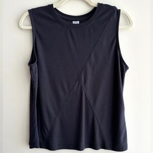 te verde Grey Ribbed Envelope Back Activewear Tank Top, Size Medium